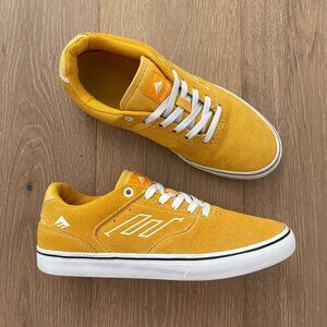 Emerica Shoes Men 8.5 Low Vulc Yellow White Skateboarding Skate Sneakers Suede